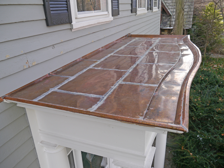 Curved copper built in gutter in Cleveland Heights, Ohio