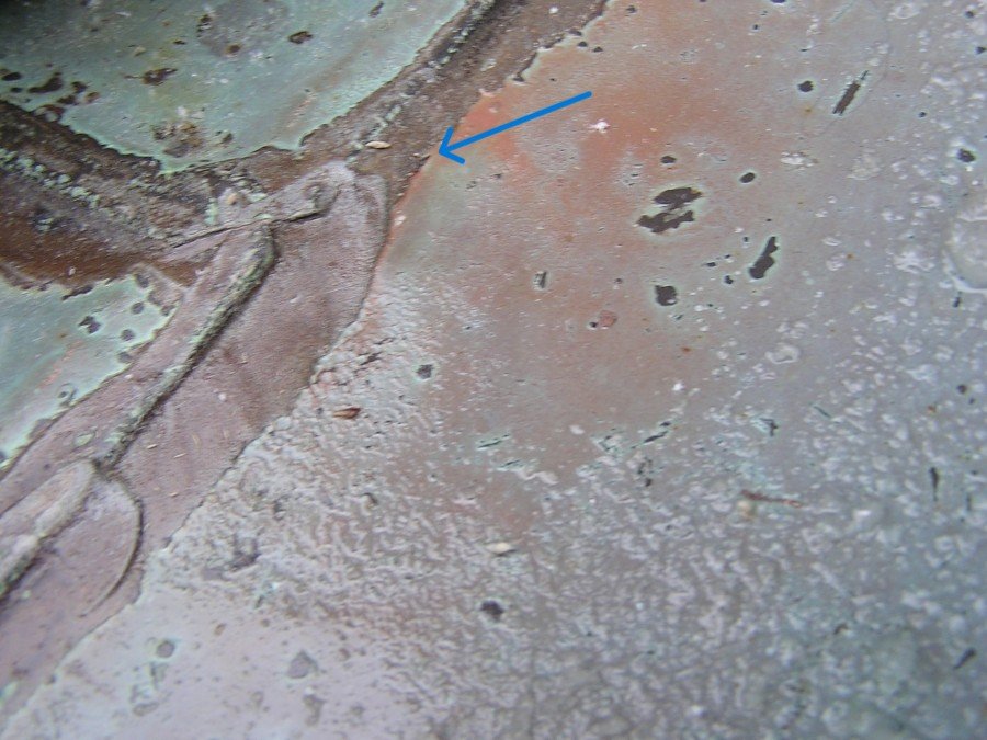 Worn out copper roofing. Too thin to repair.